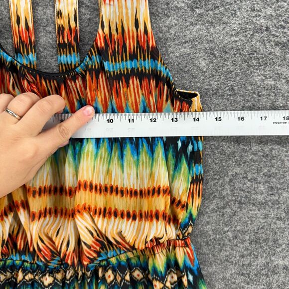 Unbranded Dress Women M Medium Orange Striped Sheath Midi Sleeveless Casual - Picture 3 of 5